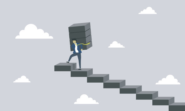Man always keep moving by staircase never giveup by his potential for improve business, skill, plan, strategy, marketing. business spirit, and always optimism.