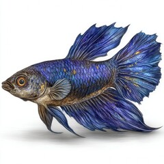 Fototapeta premium Blue Betta Fish Illustration: Detailed Pencil Drawing