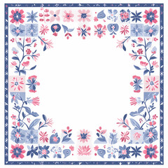 Pretty pink and blue floral border design. Perfect for fabric, wallpaper, or wrapping paper.