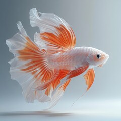 Fototapeta premium Orange and White Siamese Fighting Fish in Studio