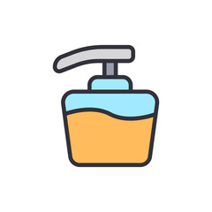 Stylized Soap Dispenser With Orange Liquid And Gray Pump Isolated