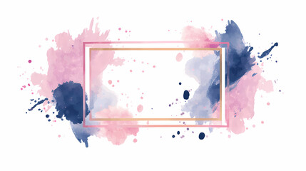 Abstract watercolor art featuring splashes of pink and blue hues, framed by a delicate gold border. Perfect for adding a touch of elegance to any project.