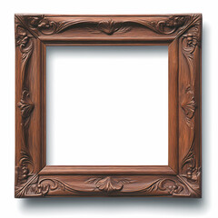 Ornate wooden picture frame, perfect for adding a classic touch to your artwork or photos.  The rich brown color and intricate carvings add elegance.