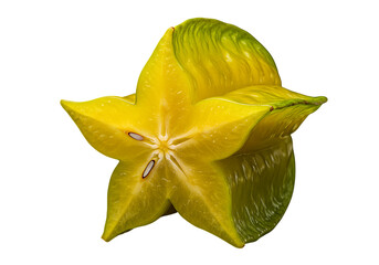 Fototapeta premium Freshly cut starfruit with its vibrant yellow color against a black background