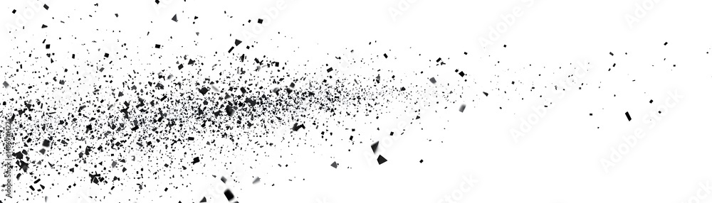 Poster abstract design of scattered dark particles on a light background.