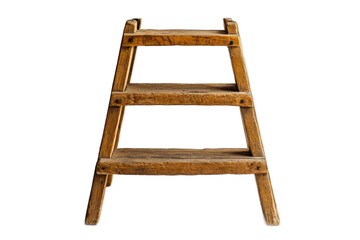 Rustic wooden three-step stool, weathered, simple design