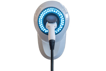 Electric vehicle charger with illuminated ring
