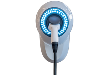 Electric vehicle charger with illuminated ring