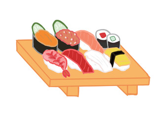 Illustration of sushi set