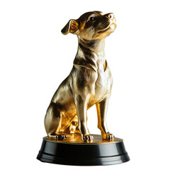 Dog-Shaped Golden Award Trophy Isolated on Transparent PNG Background

