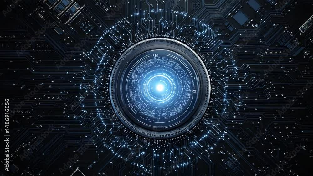 Aufkleber digital eye: a mesmerizing view of a digital eye. a technological masterpiece representing a world o