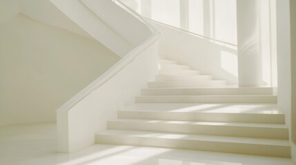 Modern white staircase interior design architecture sunlight minimalist