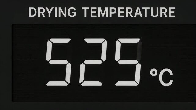 Drying temperature digital display screen with heat measurement at 252 to 529 degrees Celsius for precise control in pharma production line