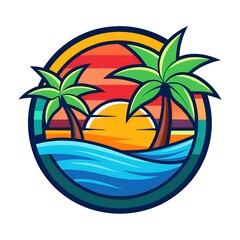 Fototapeta premium tropical beach with palm trees stand with two side of the road . lovely looking .