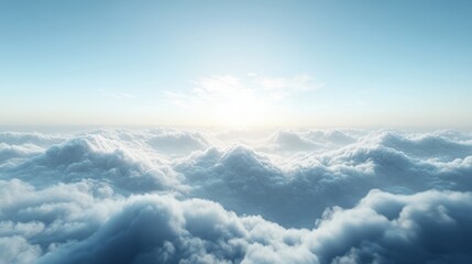 Aerial View of Soft White Clouds and Blue Sky at Sunrise