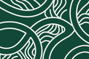 Abstract green and white artistic pattern design with curved lines and organic shapes