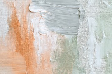 Soft orange, grey, and pale green strokes on textured canvas create a vibrant, abstract banner backdrop.