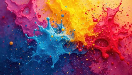 Abstract vibrant color bleed, paint splash effect, fluid art texture background , overlay, neon, seamless