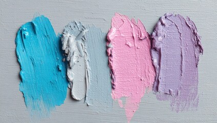 Light grey, pastel purple, and sky blue strokes blend seamlessly on canvas, creating a calm backdrop.