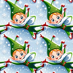 illustrated elves playing in the snow