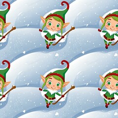 illustrated elves playing in the snow