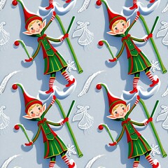 illustrated elves playing in the snow