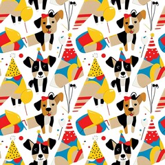 illustrated dogs at a birthday party