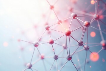 Abstract network nodes linked on white backdrop, data, illustration
