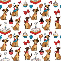 illustrated dogs at a birthday party