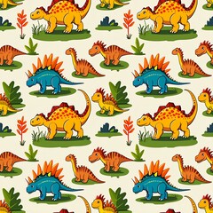 illustrated dinosaurs in a childlike style
