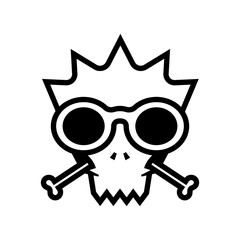symbol logo head skull model pointed with glasses and bones.eps