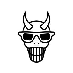skull head logo symbol with glasses and long horns.eps