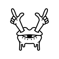 logo symbol of lips with eyeballs and both hands.eps