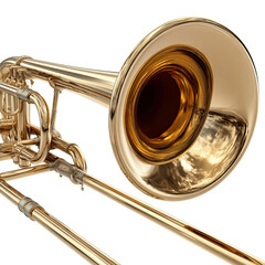 Obraz premium Gleaming Gold Trombone A Close-Up of a Brass