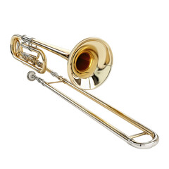 Gold Trombone Musical Instrument Isolated on