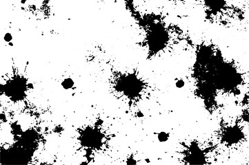 Black Ink Splatter Texture Isolated on White Background, Grunge Paint Splashes