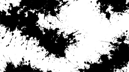 Chaotic Black Ink Splatter Background Vector with Abstract Grunge Texture
