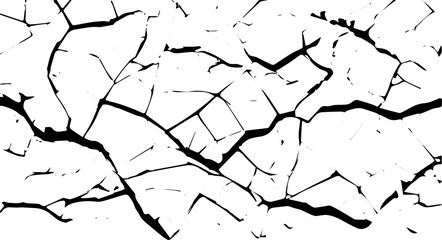 Bold Cracked Surface Texture on White Background for Grunge and Distressed Design Effects