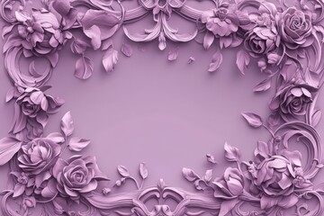 Ornate floral border in a soft purple hue.