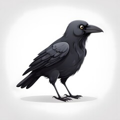 Fototapeta premium A cute cartoon crow isolated on white background