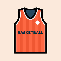 Basketball jersey displays its athletic name cartoon flat design illustration