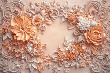 Ornate floral design in pastel tones.