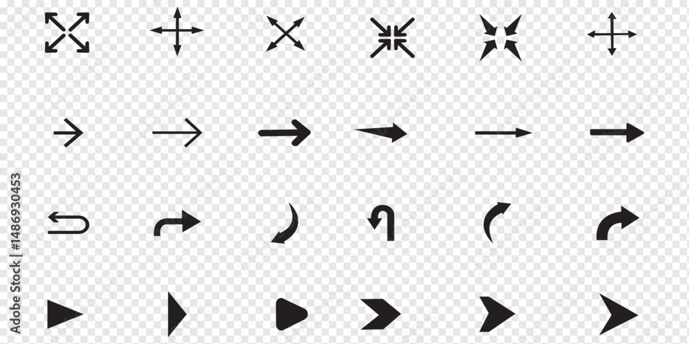 Poster arrow icon set. collection different arrows sign. black vector arrows , vector illustration. beautif