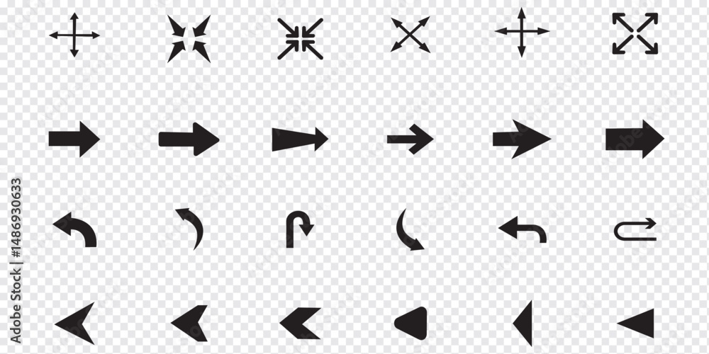 Poster arrow icon set. collection different arrows sign. black vector arrows , vector illustration. beautif