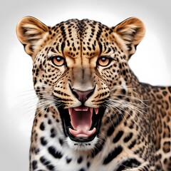 Obraz premium A leopard is staring at the camera with its mouth open