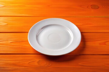 Orange Table Minimalist Photography: Empty White Plate, Still Life, Simple Background, Modern Aesthetic, Clean Lines, Food Photography, Tabletop