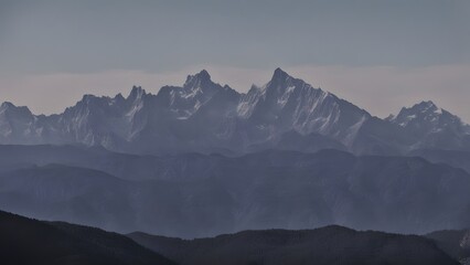 A mountain range with a mountain in the background