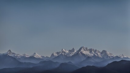 A mountain range with a mountain in the background