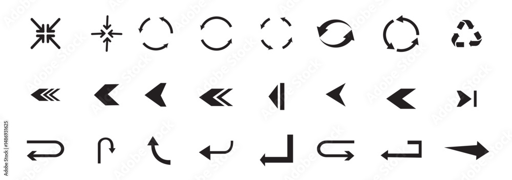 Poster arrow icon set. collection different arrows sign. black vector arrows , vector illustration. beautif