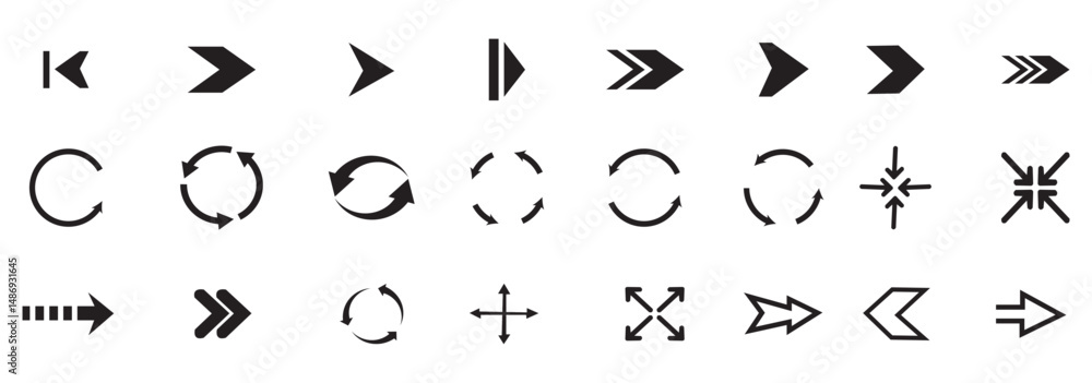 Poster arrow icon set. collection different arrows sign. black vector arrows , vector illustration. beautif